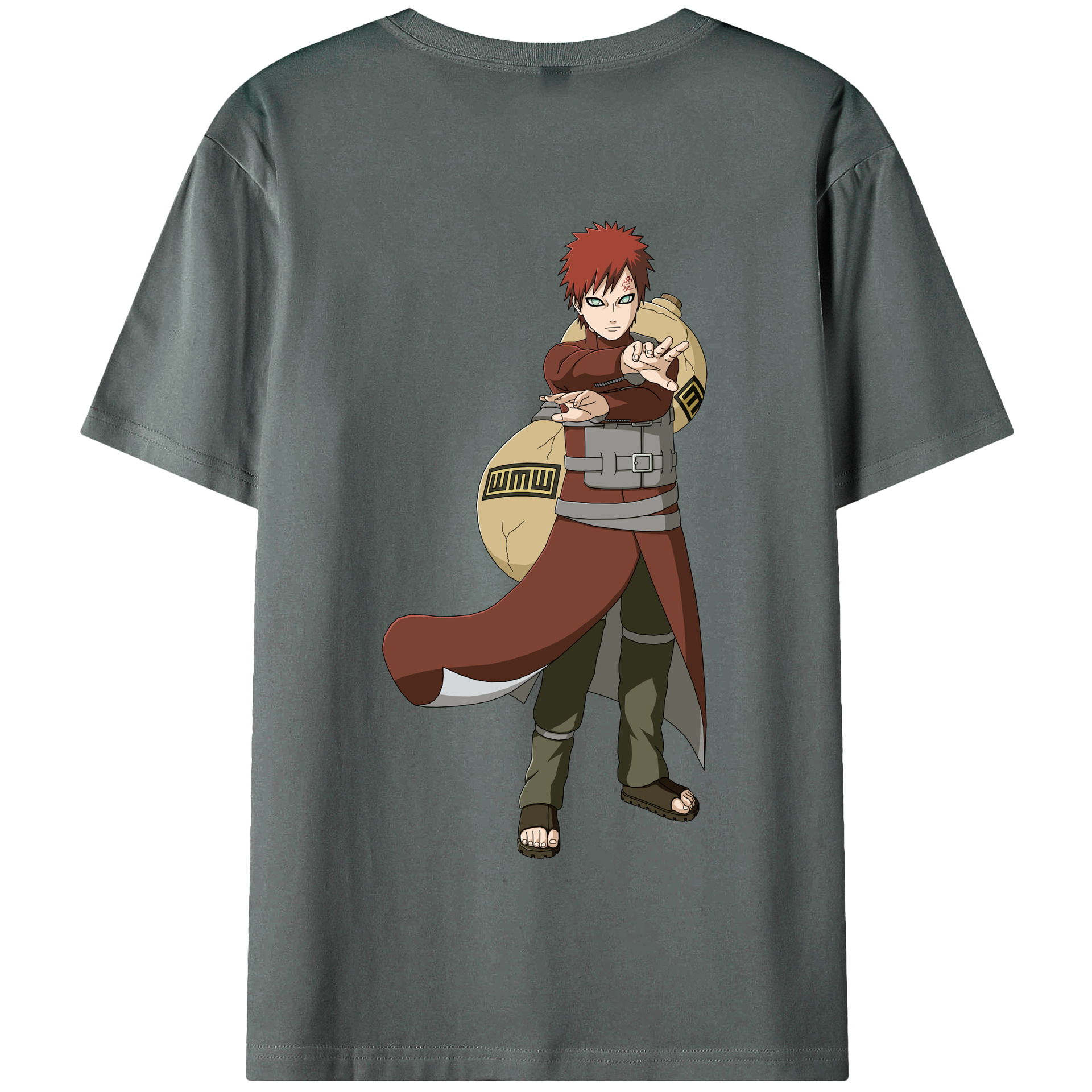 （画像用） NARUTO -ナルト- ガアラ Gaara 綿100％半袖Tシャツ（背面プリント）